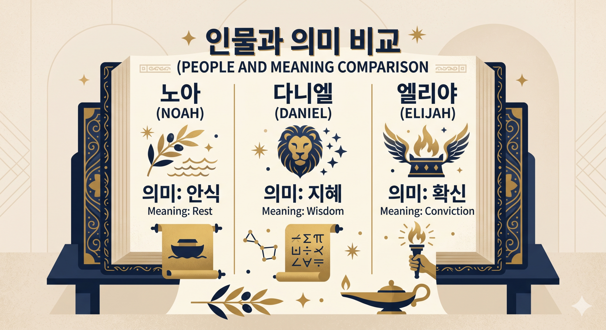 성경 영어 남자 이름 세 가지 비교 — Noah Daniel Elijah
