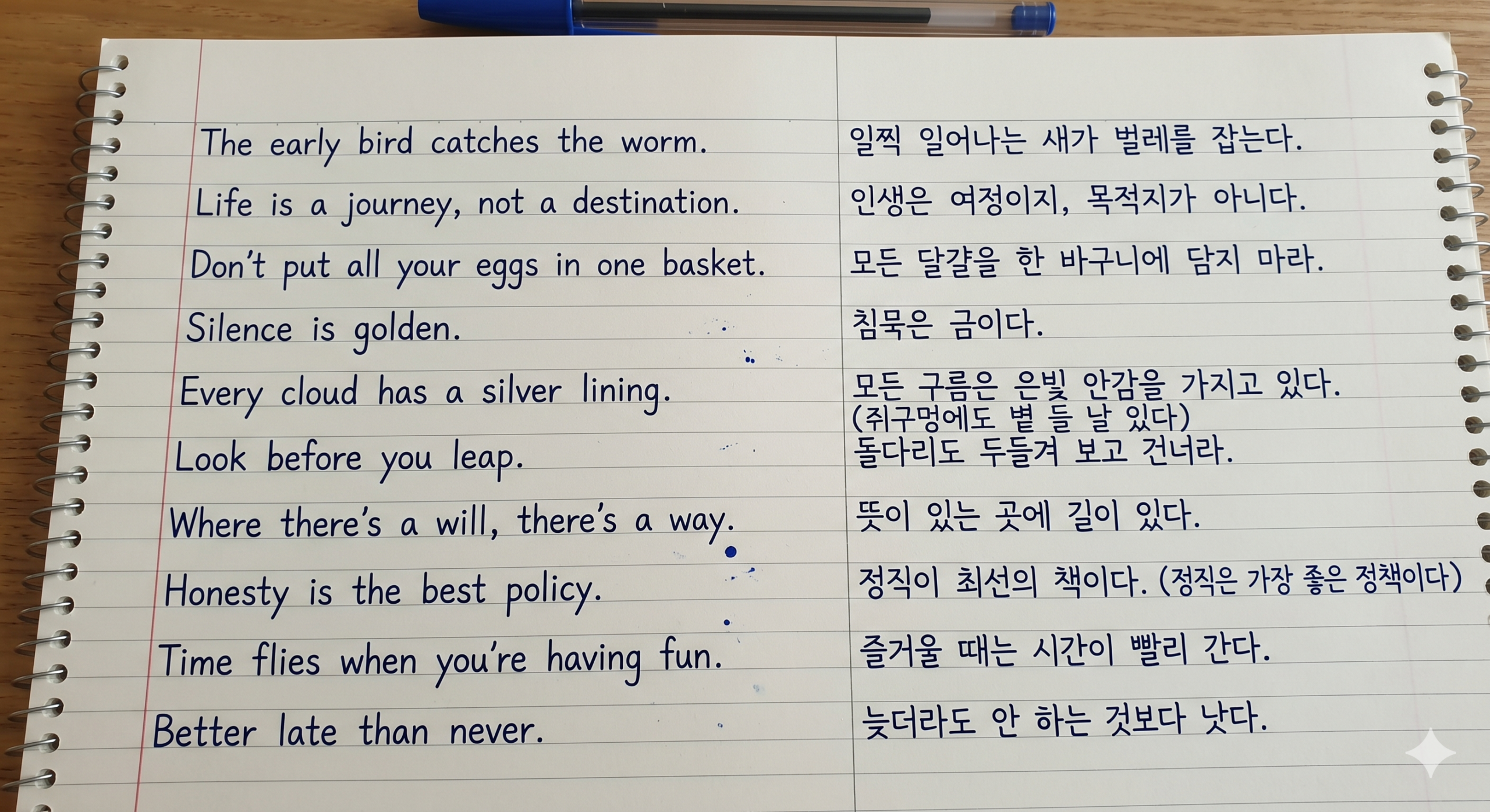 잠언 영어 비즈니스 패턴 비교표