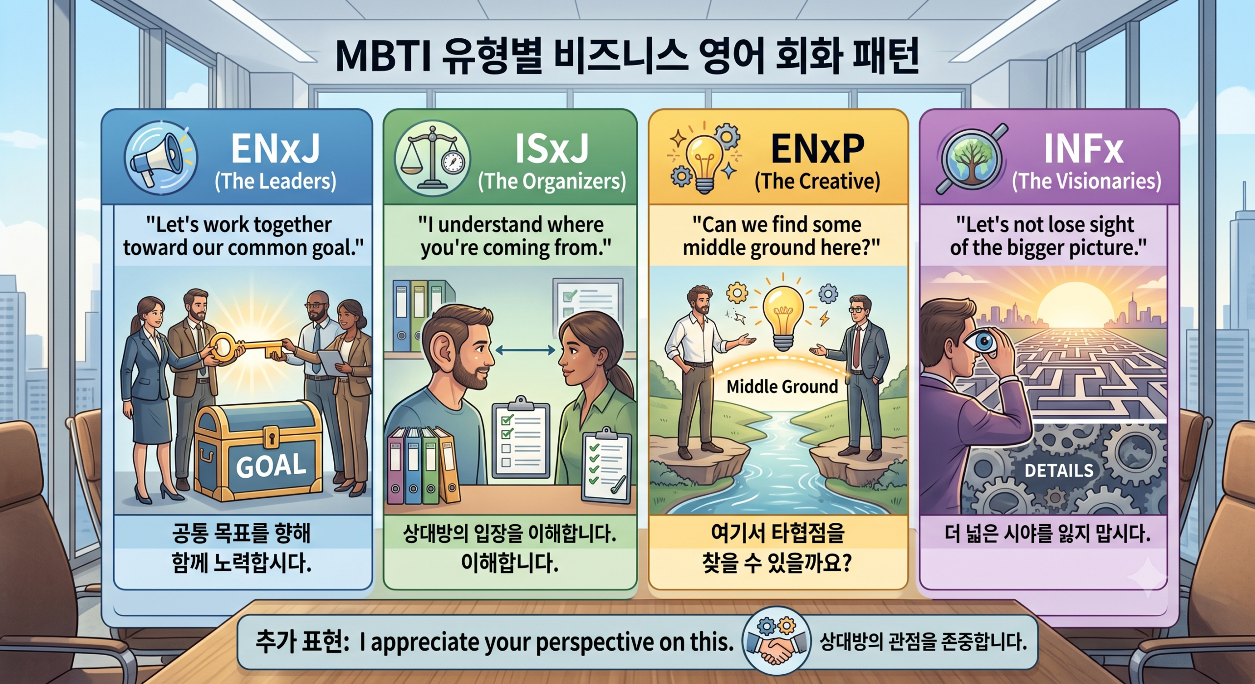 MBTI 유형별 비즈니스 영어 회화 패턴