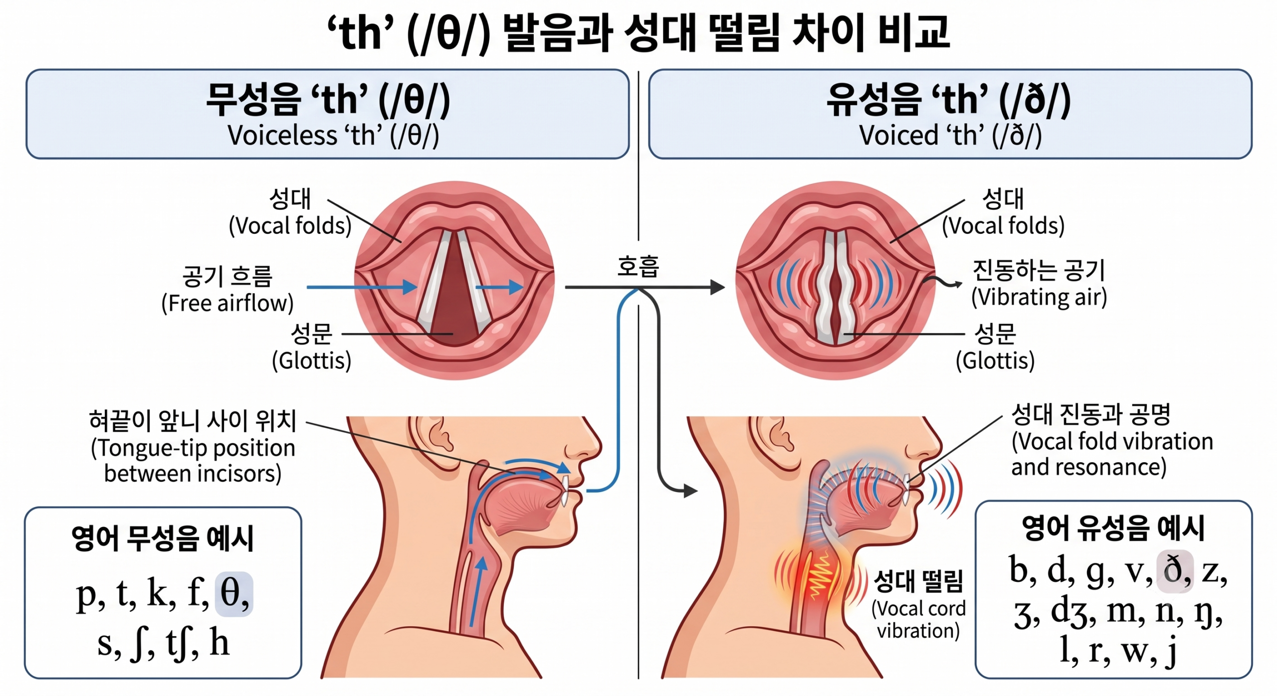 th 발음 혀 위치를 보여주는 구강 단면 일러스트