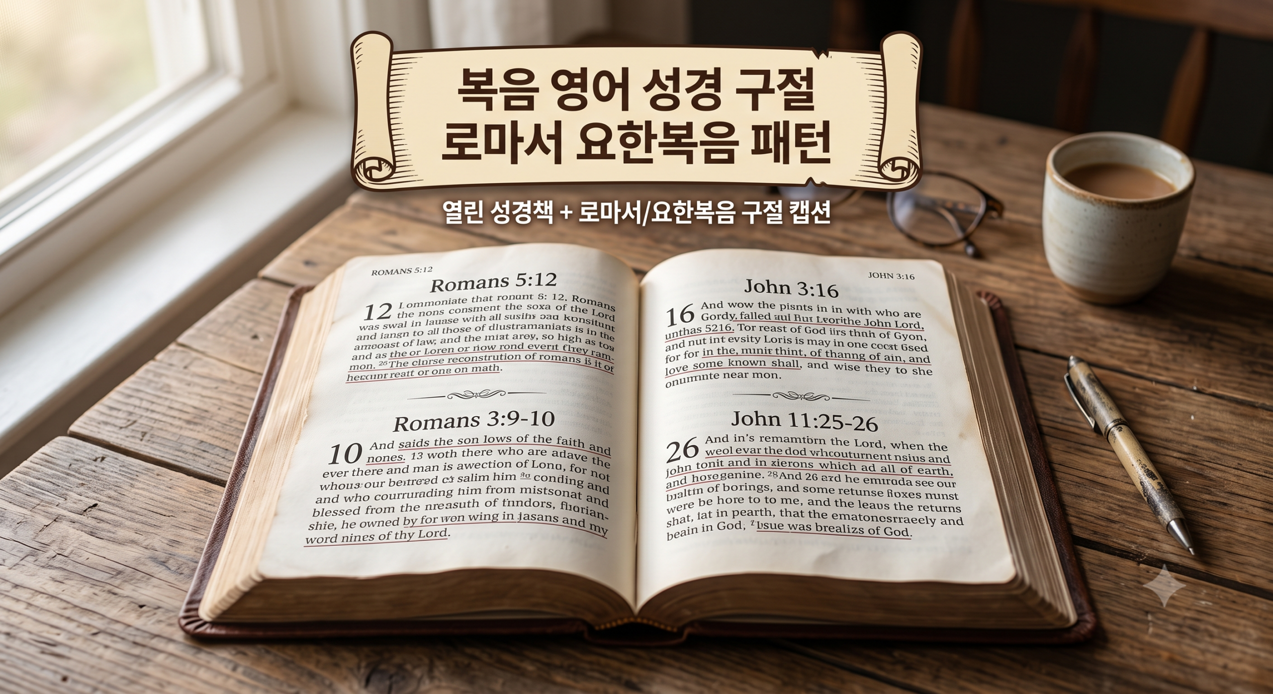 복음 영어 성경 구절 로마서 요한복음 패턴