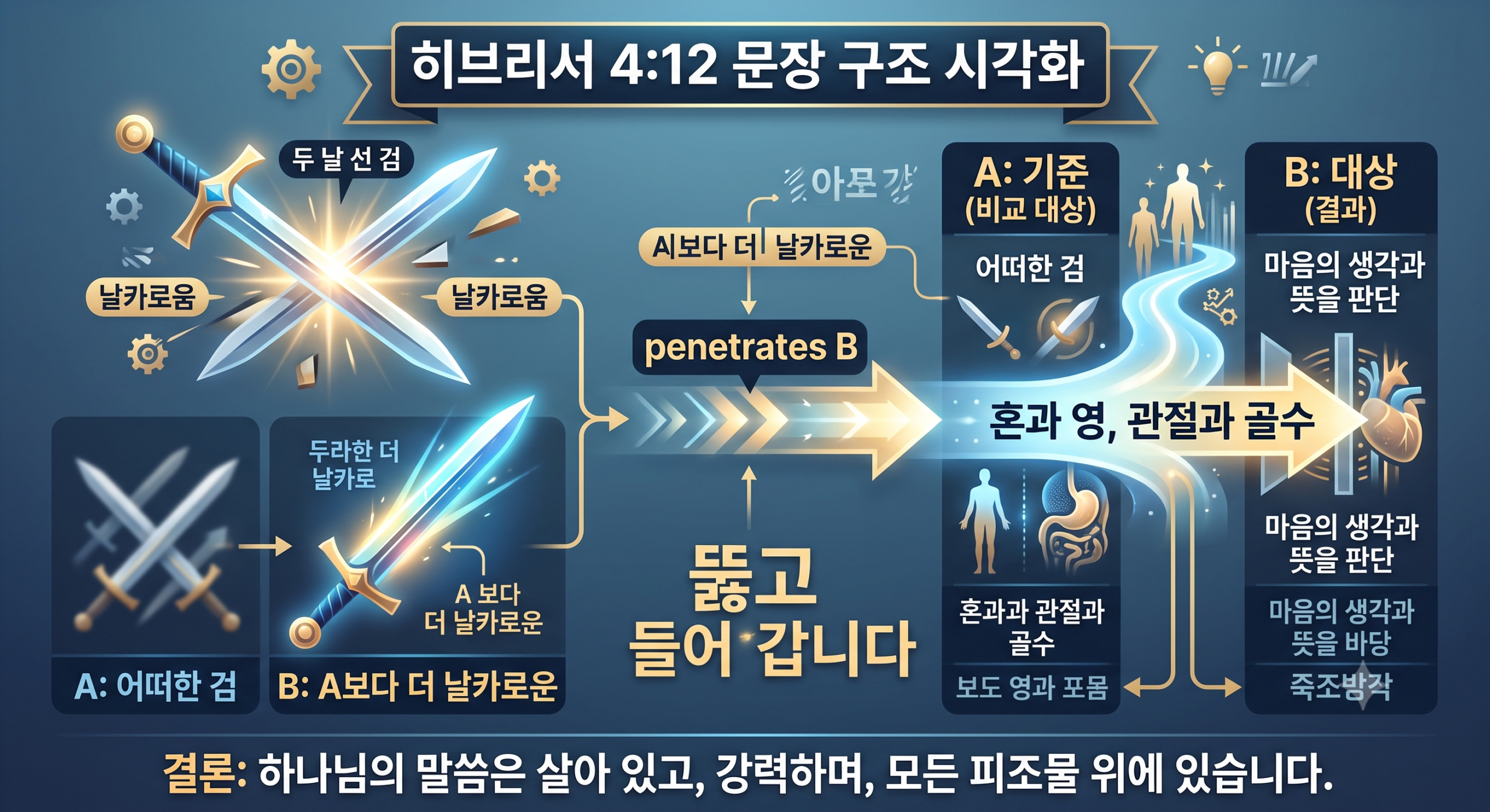 히브리서 4장 12절 영어 문법 패턴 설명 이미지
