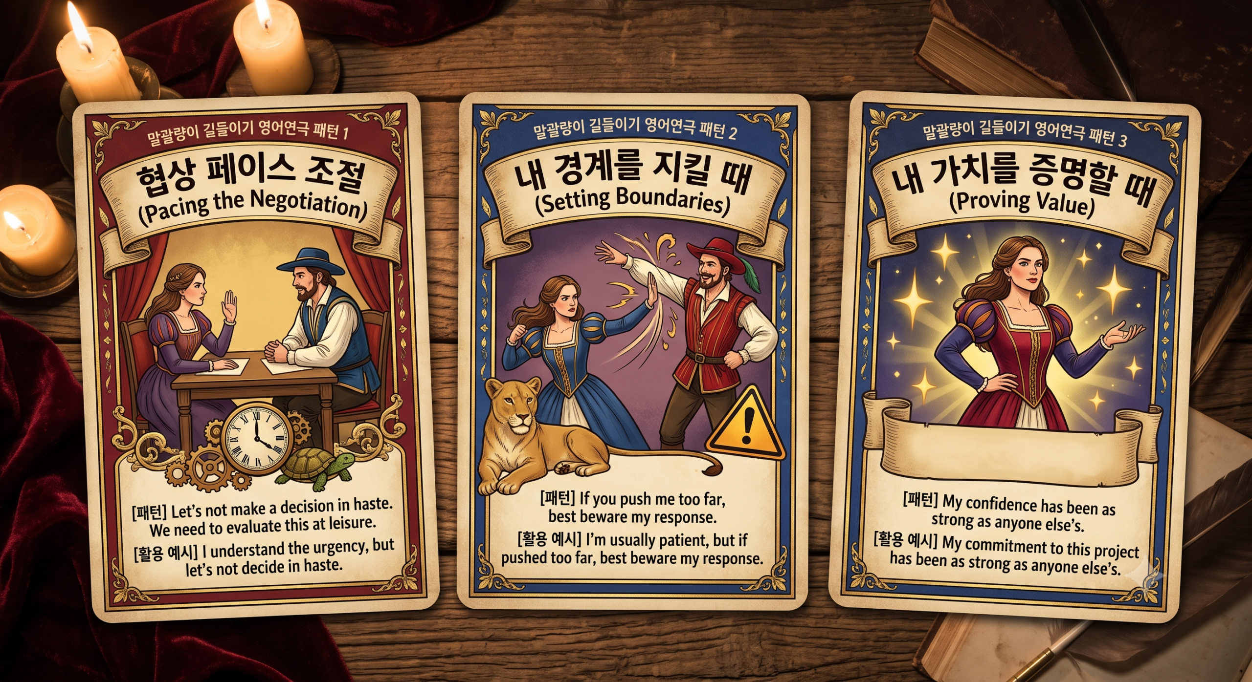 말괄량이 길들이기 영어연극 설득 밀당 영어 패턴 표