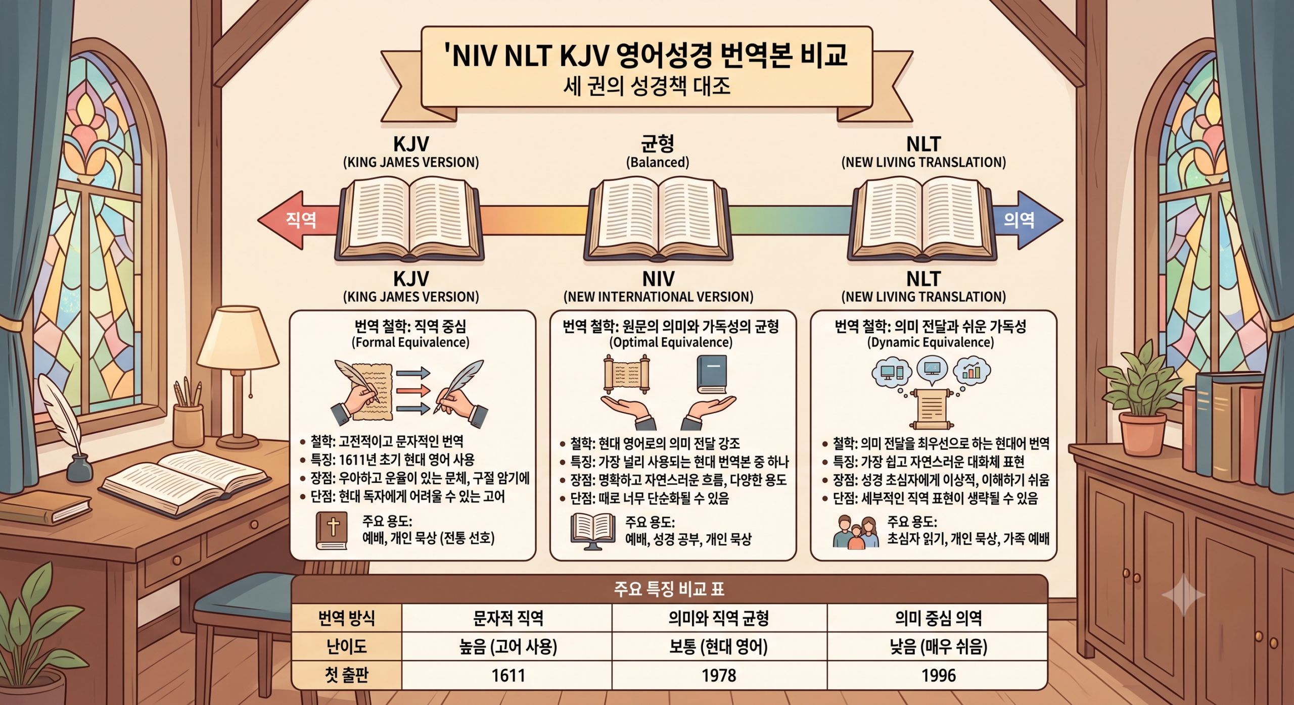 NIV NLT KJV 영어성경 번역본 비교