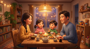 성경영어 관계회복 대화를 나누는 부부 일러스트