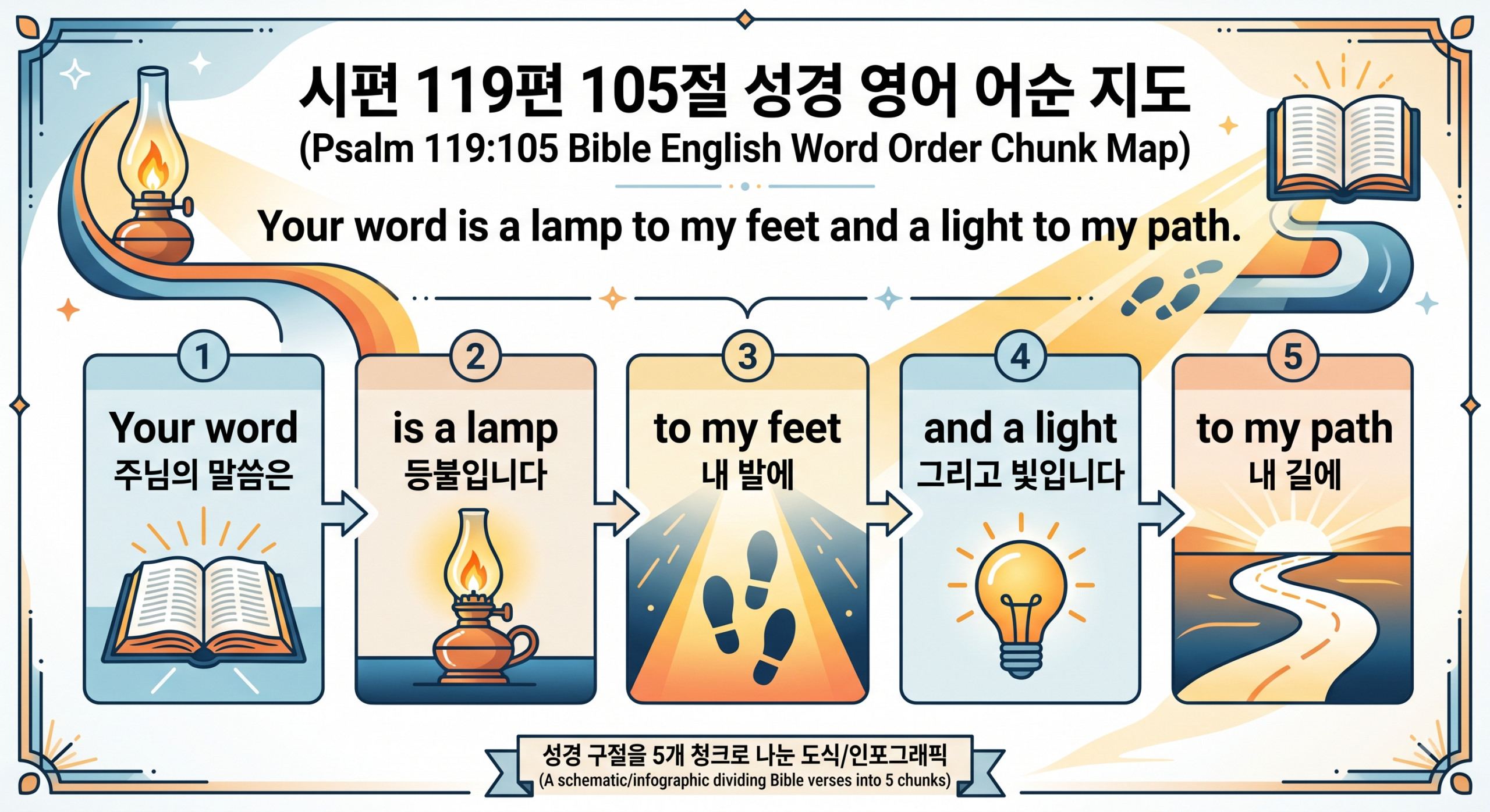 시편 119편 105절 성경 영어 어순 지도 청크 분해 도식