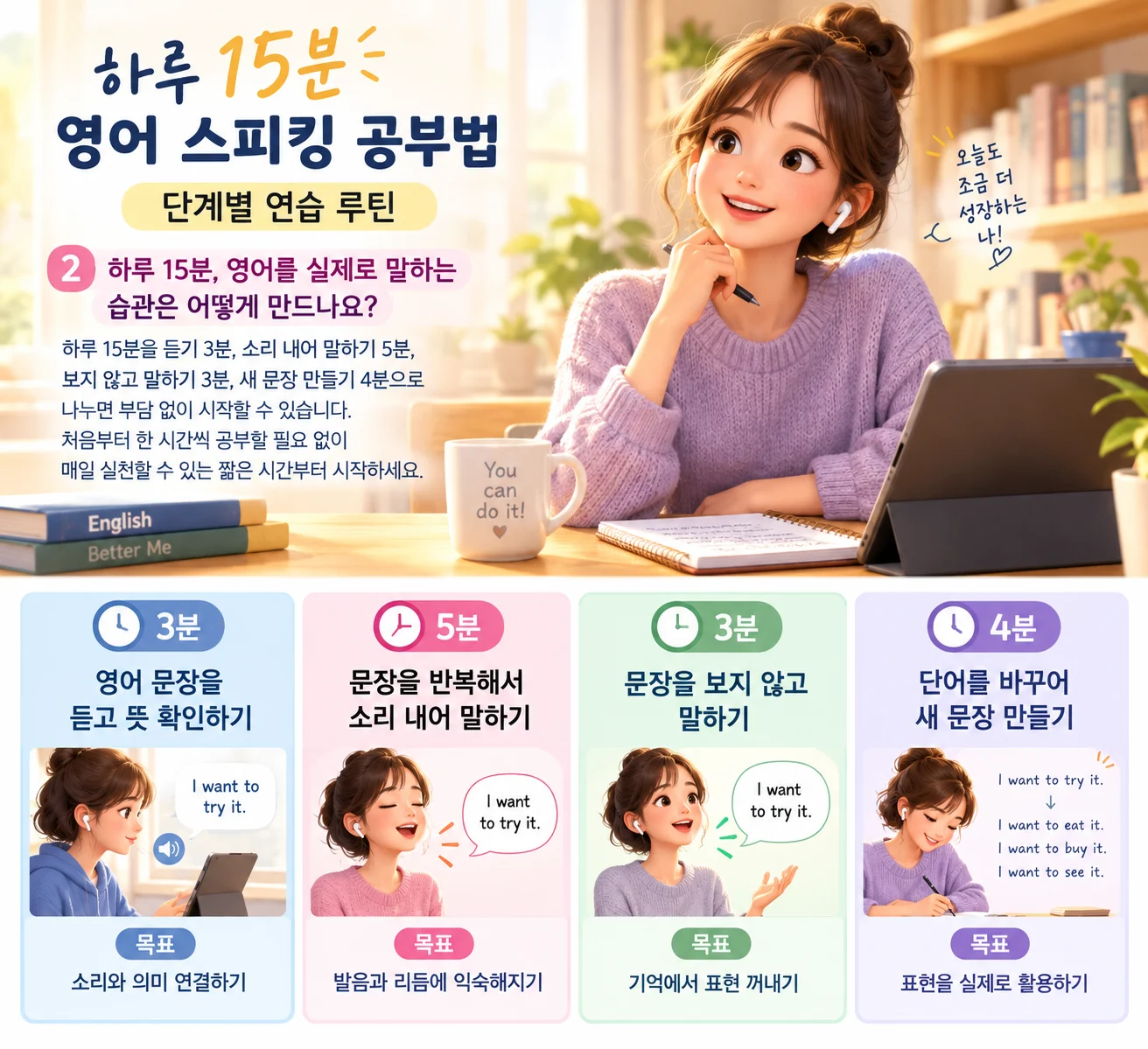 하루 15분 영어 스피킹 공부법 단계별 연습 루틴
