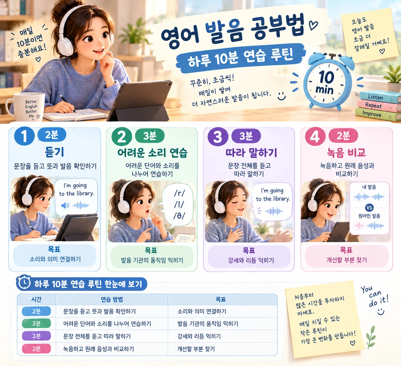 영어 발음 공부법 하루 10분 연습 루틴 단계