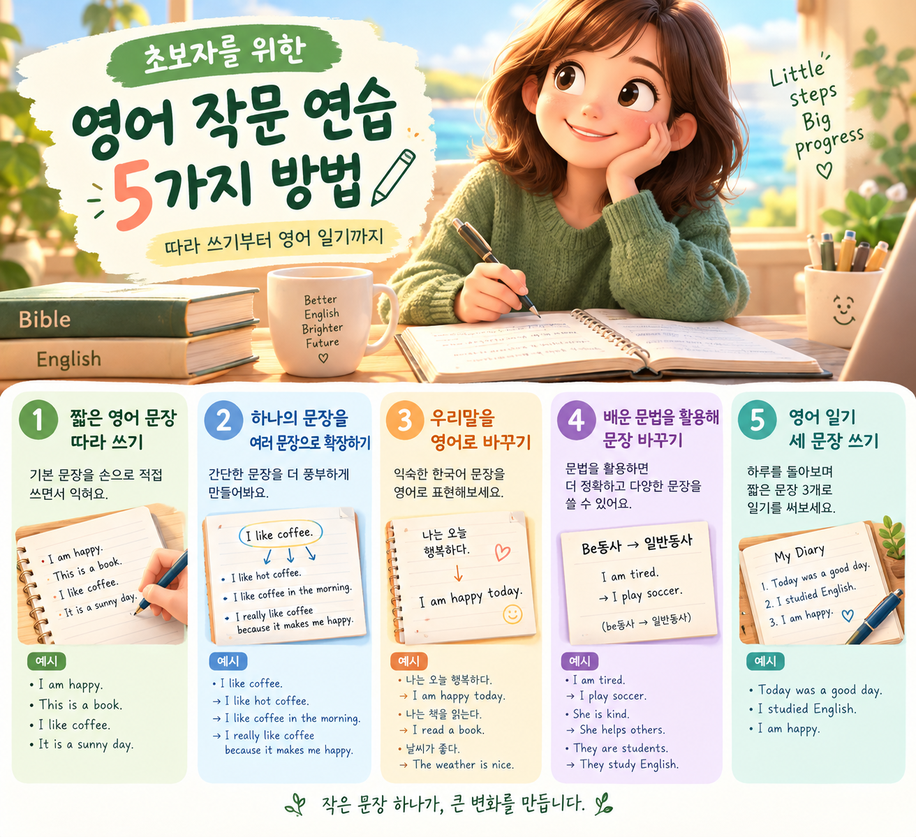 초보자를 위한 영어 작문 연습 5가지 방법 정리